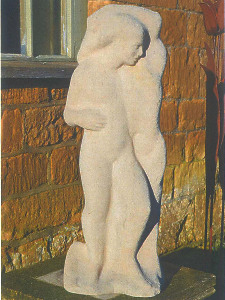 A Portland stone sculpture of a woman in profile