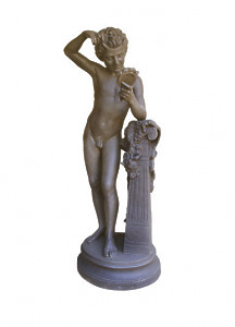A French cast iron figure of a young Pan by Durenne