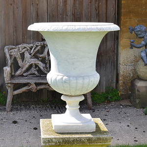 An early 20th century carved white marble urn