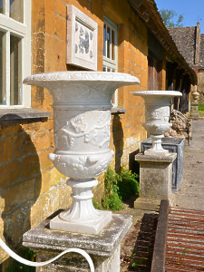 A fine pair of late 19th century Italian white marble urns