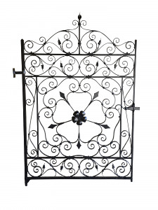 A late 19th century wrought iron garden gate