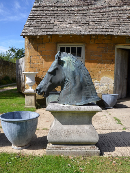 A verdigris cast bronze copy of the Roman horse head known as the ‘Medici Riccardi Horse’ 