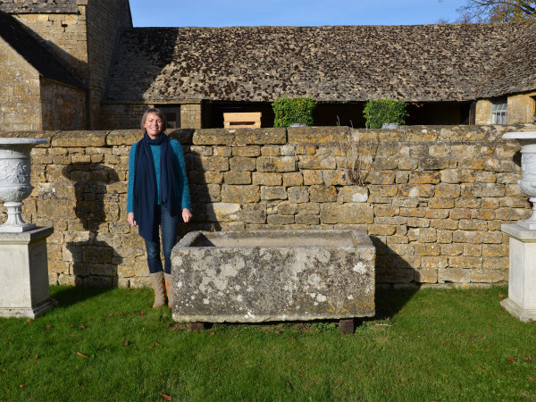 A large antique limestone trough with good weathering and patination