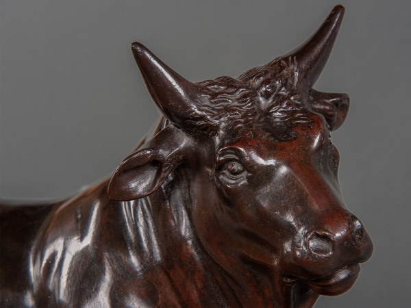 An  early 19th century Grand Tour lost wax cast bronze bull sculpture
