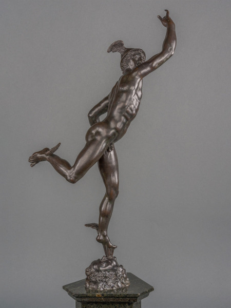 A fine Italian bronze of naked Mercury in flight 