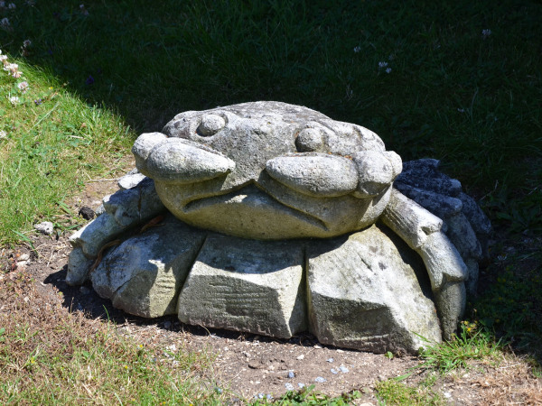 A large late 20th century Italian carved limestone crab