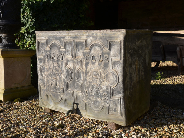 A fine 18th century lead cistern dated 1752 