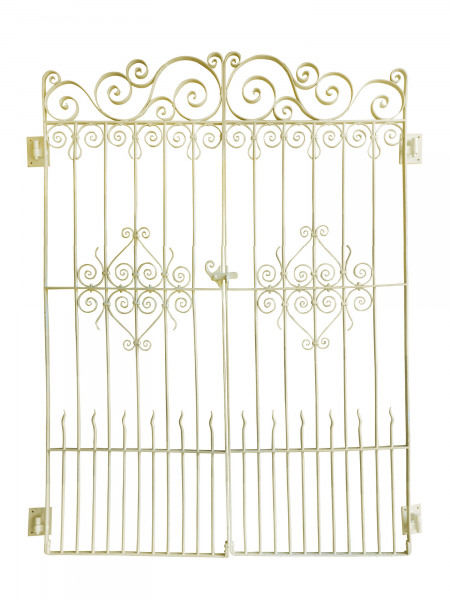 A pair of decorative wrought iron garden gates