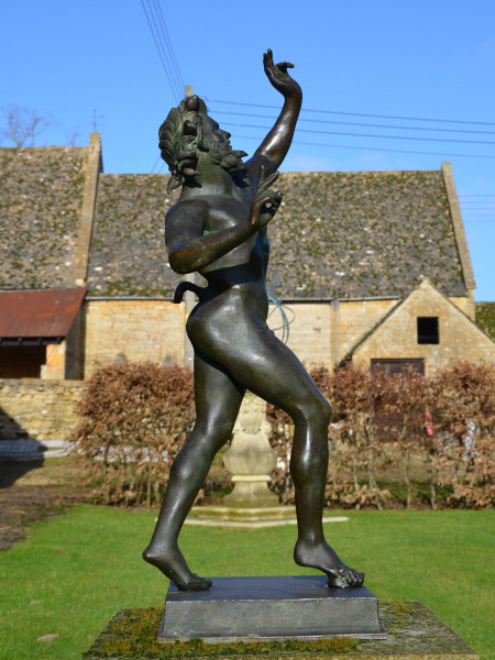 'The Dancing Faun' An early 20th century Neapolitan verdigris bronze