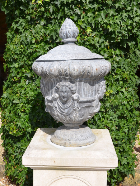 A pair of mid 20th century lead finial urns 