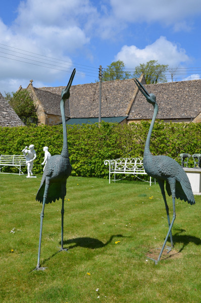 A pair of very large Meiji Period (1868-1912) bronze cranes
