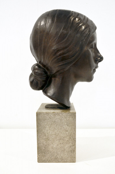 A bronze portrait bust of a young women by Herbert Palliser 1883-1963