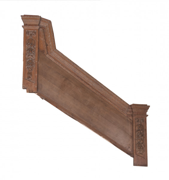 17th Century Carved Oak Staircase with Pine Panel