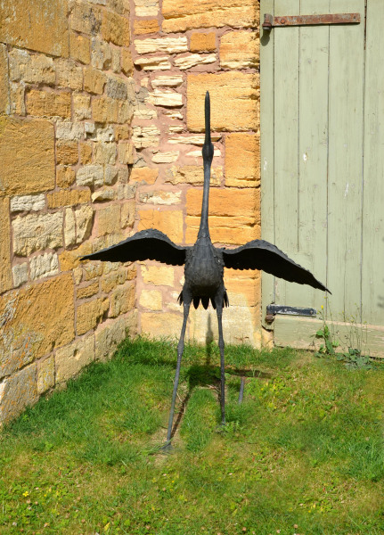 A Bronze Meiji Crane With Outstretched Wings 