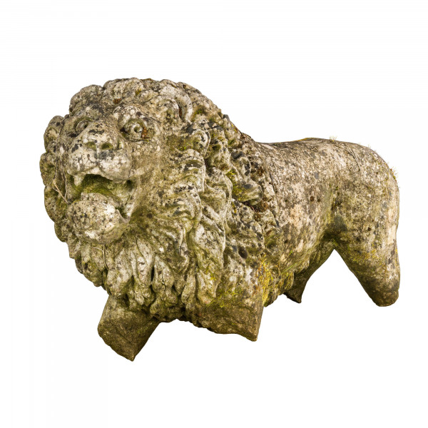  A large Portland stone standing lion (now a fragment)