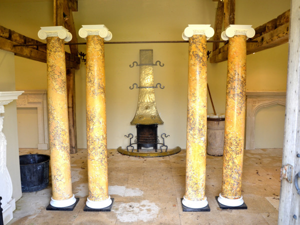 A pair of early 19th century scagliola columns
