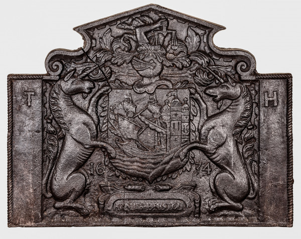  A fireback bearing the arms of the City of Bristol