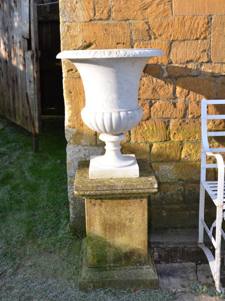 An Italian white marble campana urn