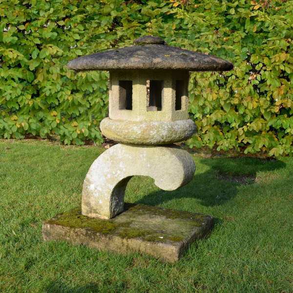 A carved Bath stone Japanese Toro or lamp