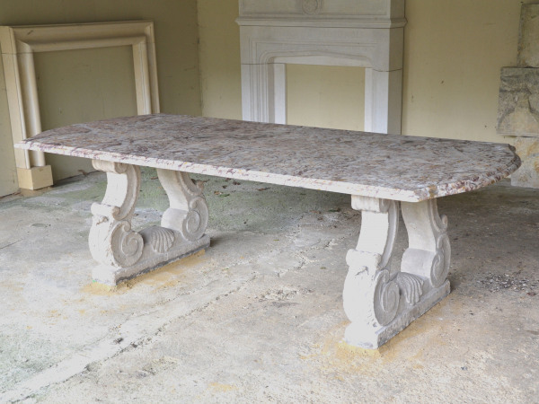 A 19th century, circa 1880, French Broccatellone marble table