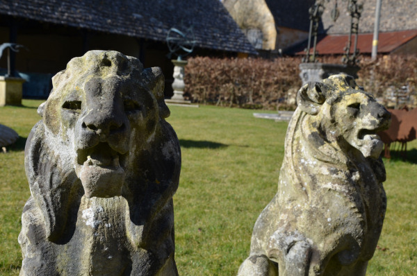 A pair of Portland stone lions