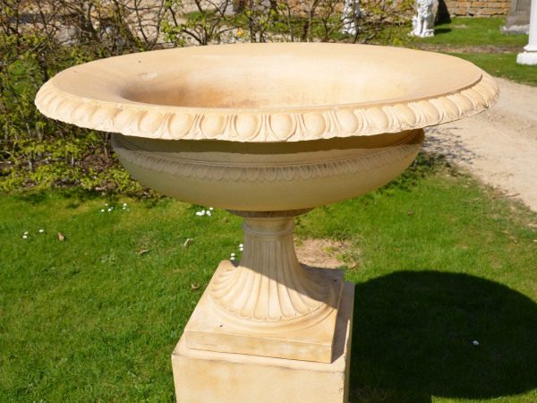 A large 19th century Victorian terracotta tazza urn by J.M. Blashfield