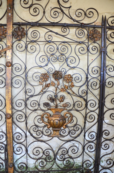A pair of early 20th century Continental wrought iron and toll work garden gates