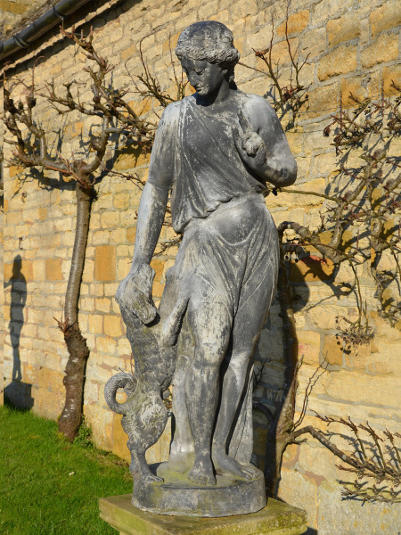 An early 20th century lead garden figure of Fidelity