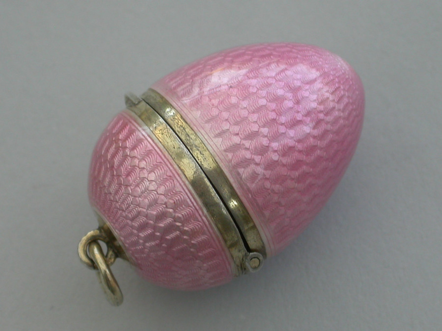 German Silver & Pink Guilloche Enamel Egg by MARTIN MAYER, Mainz - Steppes  Hill Farm Antiques Ltd