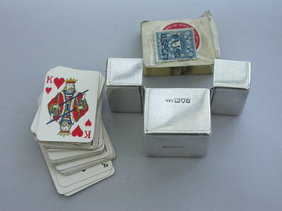 Victorian Silver Miniature Twin Pack Playing Cards Box by Henry