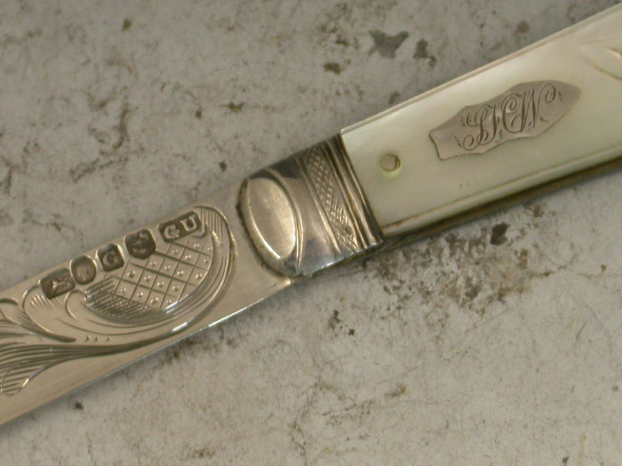 Early 20th Century Silver & Mother of Pearl Combined Folding Fruit Knife &  Fork by Henry Williamson Ltd, Sheffield - Steppes Hill Farm Antiques Ltd