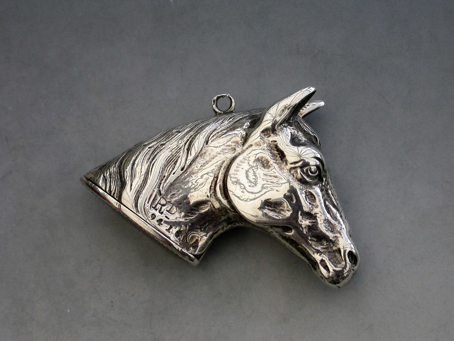 Victorian Novelty Silver Figural Horses Head Vesta Case by H.B.S ...