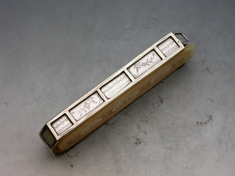 Georgian Silver Mounted Mother of Pearl Toothpick Case by Unmarked ...